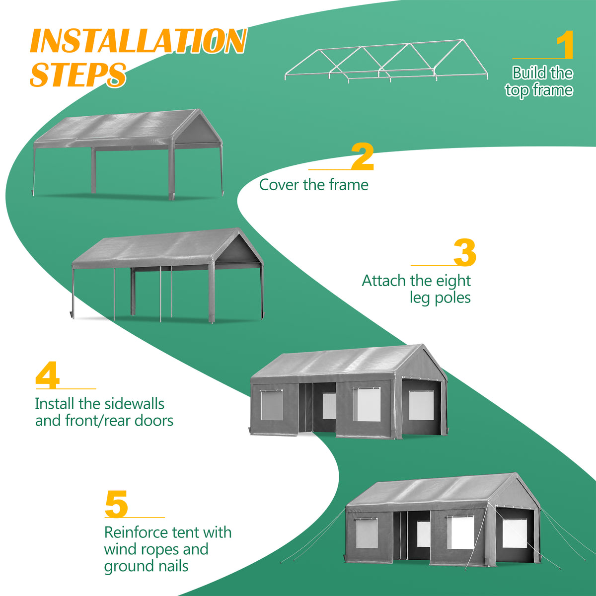 12x20 FT Heavy Duty Carport Canopy
