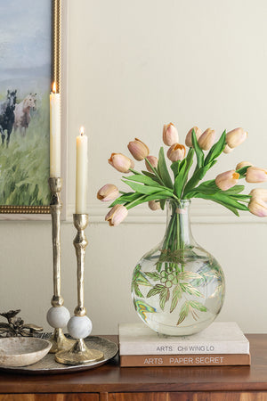 D7.9x11" Bulbous Clear Glass Vase with Slender Neck