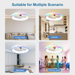 19.7" Modern RGB Ceiling Fan with Lights