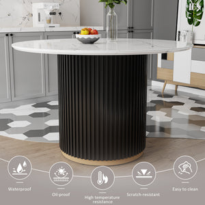 46 Inch Round Faux Marble Dining Table