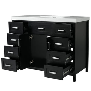 Bathroom Vanity With Sink, 2 Doors 8 Drawers, Soft Close System, Classic Design