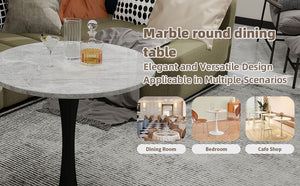 27.6-Inch Round Faux Marble Dining Table