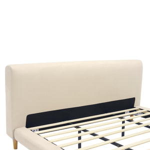 Beige Chunky Headboard Bed Frame, King