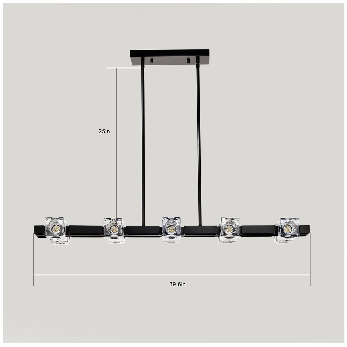 Rectangle Chandelier for Dining Room, 10-Light
