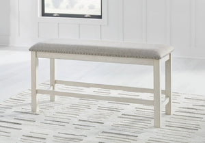 Robbinsdale - Dbl Counter Height Upholstered Dining Bench - Antique White - Best Buy Furniture