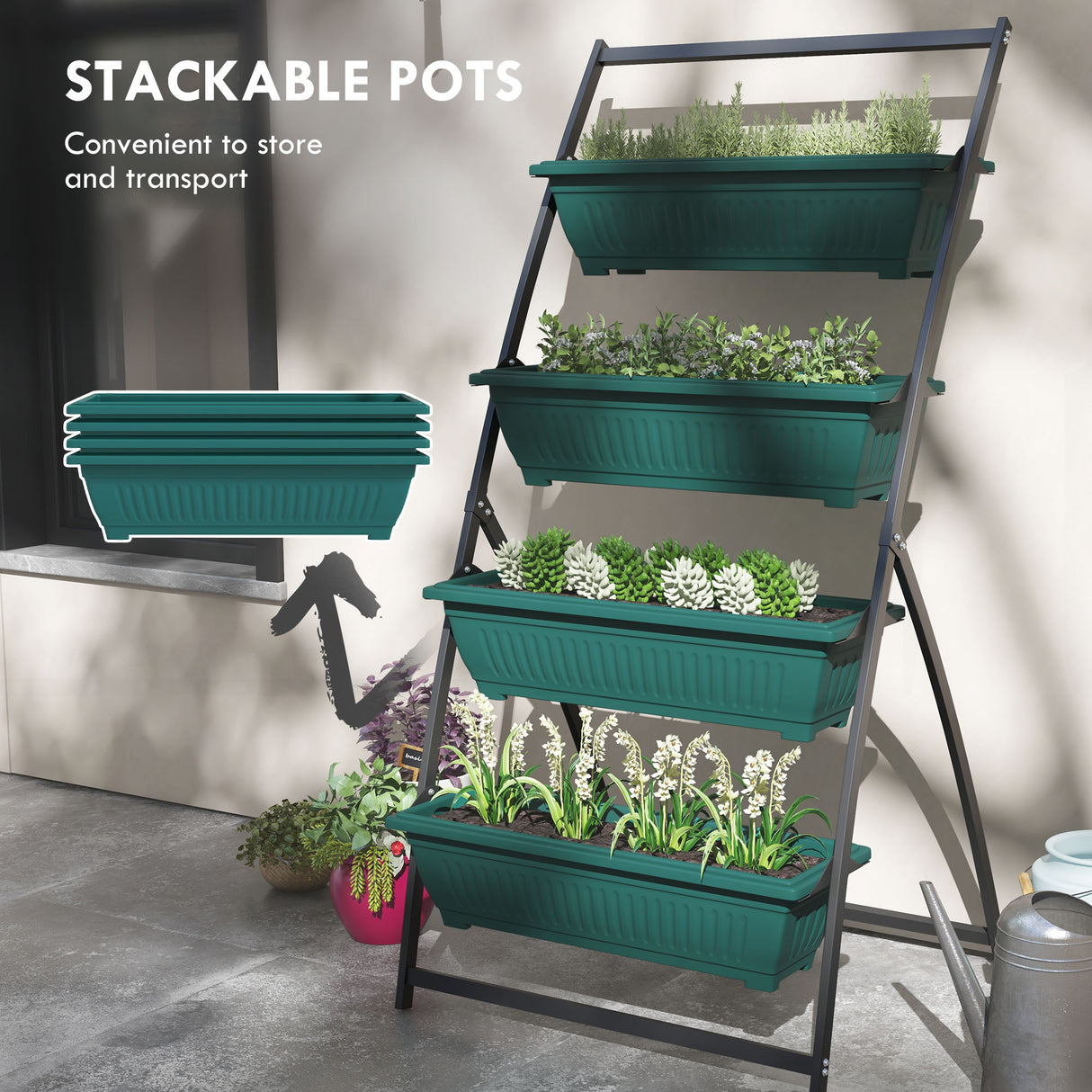 Outsunny 4 Tier Vertical Garden Planter Set