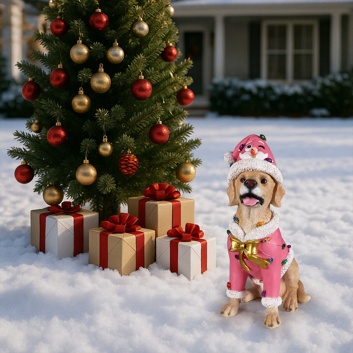 Christmas Labrador Retriever Statue