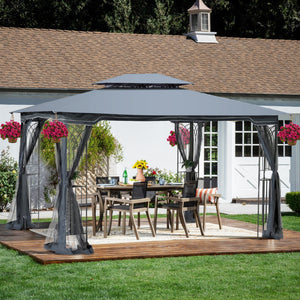Patio Gazebo Tent With Ventilated Double Roof And Mosquito Net