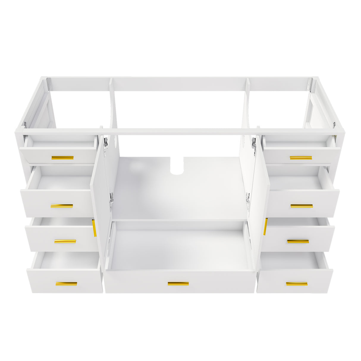 60" Bathroom Vanity Base Cabinet with Storage in White