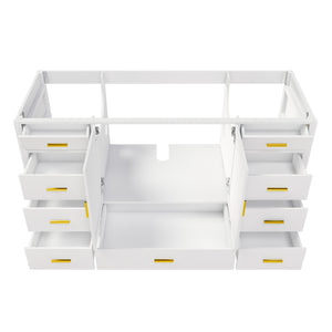 60" Bathroom Vanity Base Cabinet with Storage in White