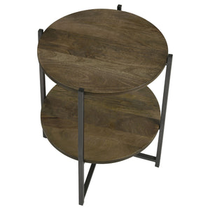 Accent Table With X-Frame And Bottom Shelf - Brown