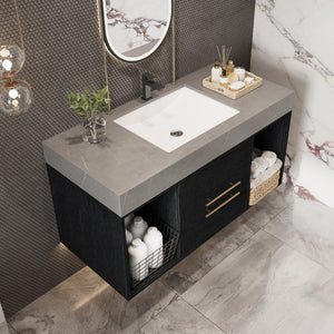 39.4 Inches Single Contemporary Floating Bathroom Vanity
