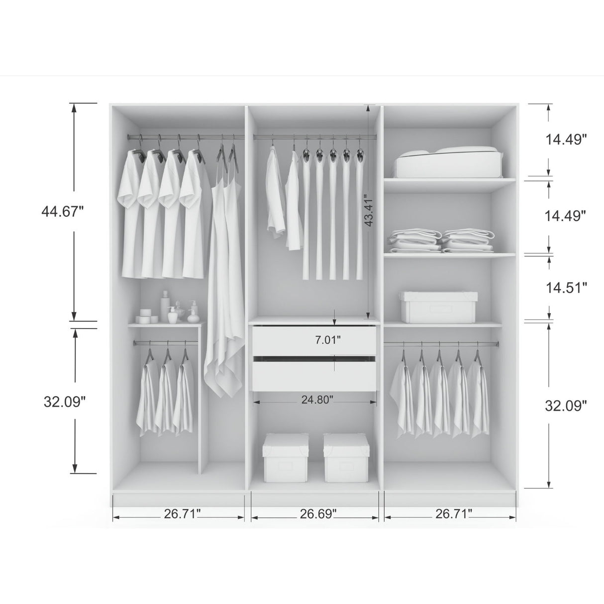 Gramercy - Free Standing Wardrobe Closet With Drawers And Shelves