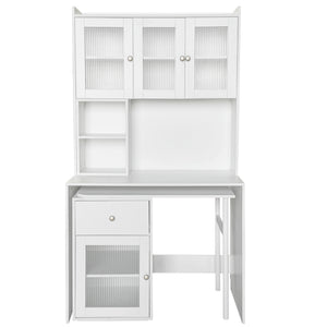 Computer Desk with Glass Door for Home Office or Study