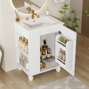 Classic Retro Bathroom Vanity With Sink, Door Shelf, Side Open Storage Frame - Best Buy Furniture