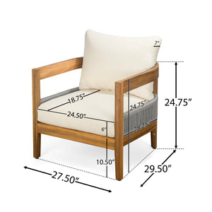 Porto Outdoor Club Chair and Acacia Side Table, Teak+Beige