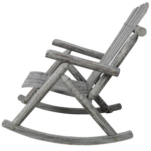 Durable Wooden Porch Rocker, Fir Log Rocking Chair