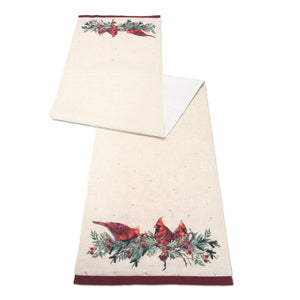 Beaded Cardinal Bird Table Runner 72"L