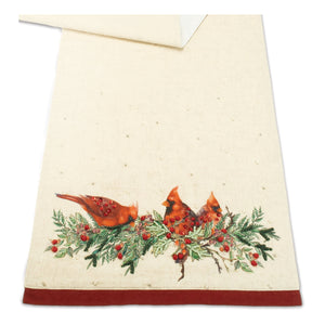 Beaded Cardinal Bird Table Runner 72"L