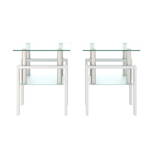 Modern Tempered Glass Tea Table, End Square Table For Living Room