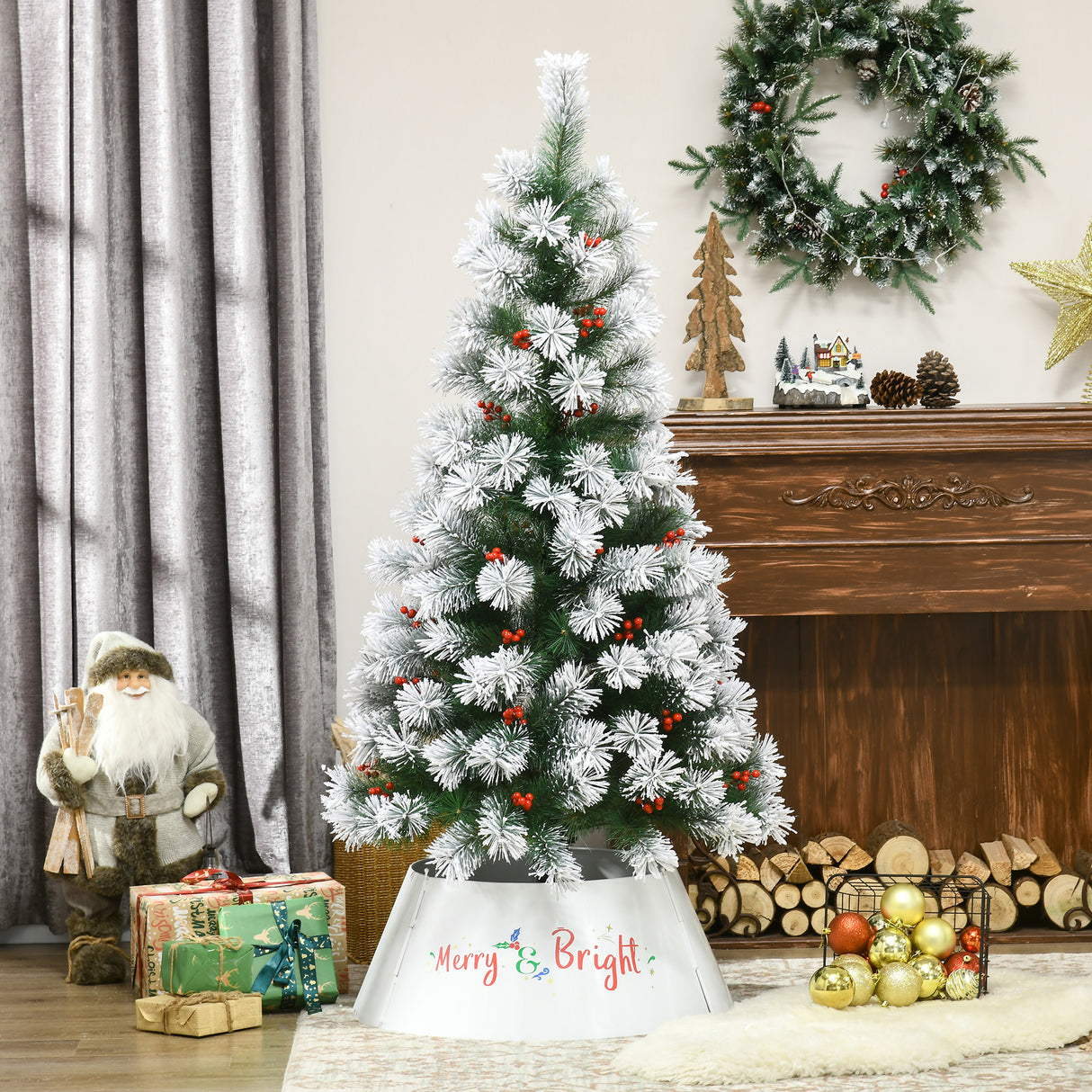 HOMCOM 26 Inch Christmas Tree Collar Ring, Stand Cover for Decor