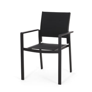 Baird - Outdoor Mesh And Aluminum Dining Chairs - Black