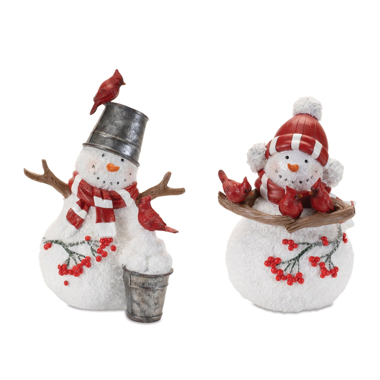 Cardinal-Snowman-Figurnie-(Set-of-2)-Christmas-Decor