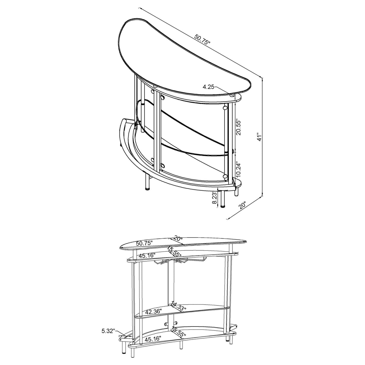 Strick - Freestanding Glass Top Home Bar Wine Cabinet - White