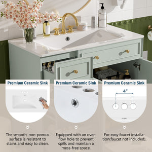 Bathroom Vanity With Sink, Soft Close Doors, Adjustable Shelves