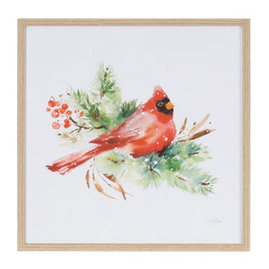 Framed Winter Cardinal Print Under Glass (Set of 2)