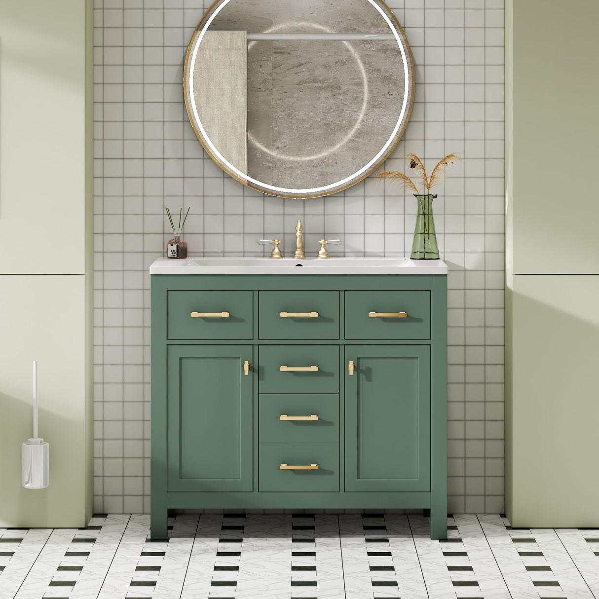 Bathroom Vanity With Sink Combo Set, Modern Bathroom Cabinet With 4 Drawers