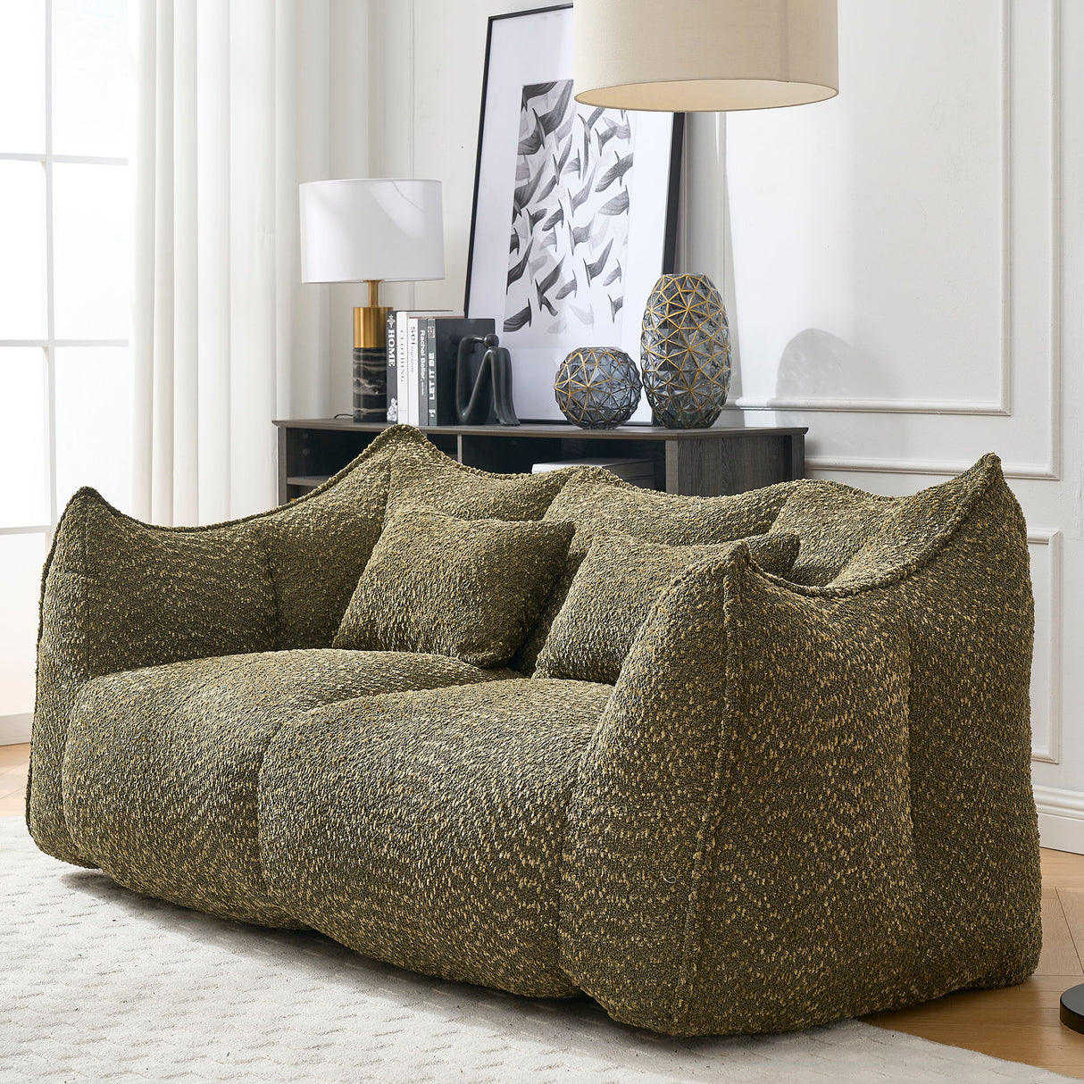 Comfortable Dual Beanbag Chair With High Resilience Foam Core For 2 People