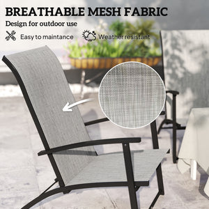 Outsunny Folding Patio Chairs Set of 2, Portable Outdoor Dining Chairs with High Back, Armrests
