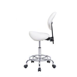 Saddle Stool Chair with Backrest - White