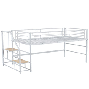 Loft Bed With Storage Stairs And Metal Frame