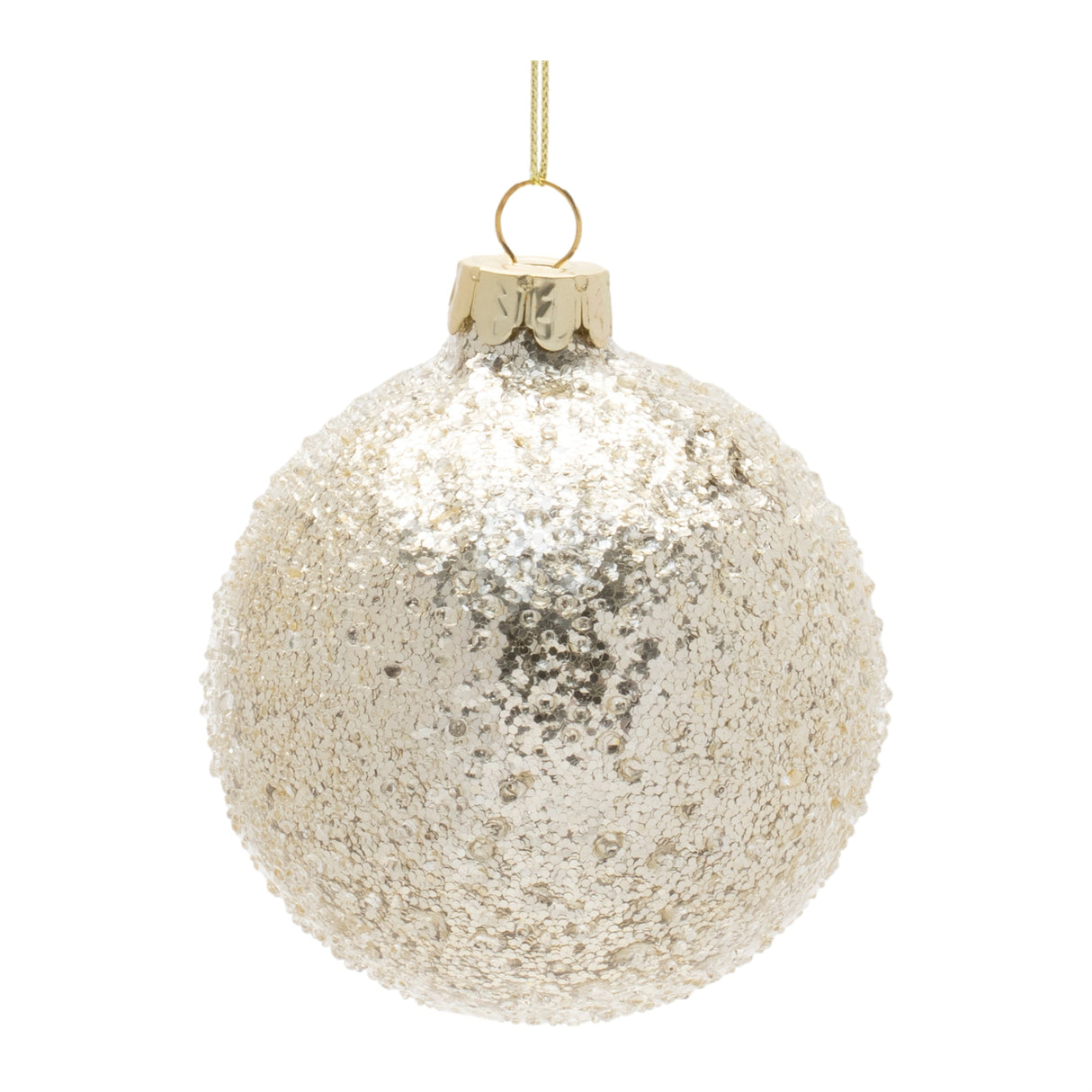 Beaded Glass Ball and Onion Christmas Ornaments - 3.5" - Silver and Gold - 12ct