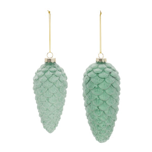 Frosted Glass Pinecone Ornament (Set of 6)