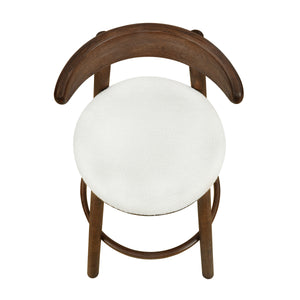 Round Cushion Bar Stools (Walnut + Beige)