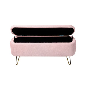 Storage Ottoman Bench For End Of Bed Legs, Modern Camel Faux Fur Entryway Bench Upholstered Padded With Storage For Living Room Bedroom
