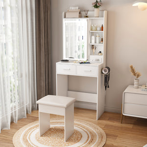 Small Makeup Vanity Desk with Mirror & LED Lights