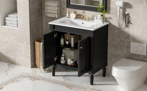 30" Luxurious Bathroom Vanity Cabinet with Ceramic Sink Basin