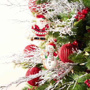 Glass Santa and Snowman Cookie Ornament (Set of 12)
