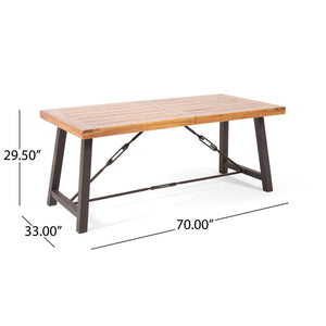 Outdoor Dining Table With Slat Wooden Panel And Turnbuckle Accents - Teak - Best Buy Furniture