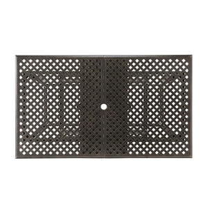 Outdoor Expandable Dining Table With Umbrella Holder, Lattice Pattern And Curved Legs - Black