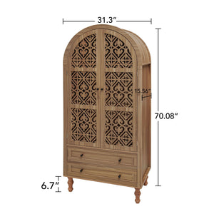 Tall Kitchen Pantry Cabinet With Hollow Carved Doors