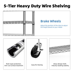 5-Tier Utility Steel Storage Shelving Unit