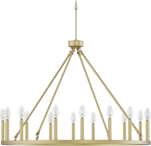 Gold Wagon Wheel Chandelier, 39-Inch Round, 16-Light Farmhouse Ceiling Fixture