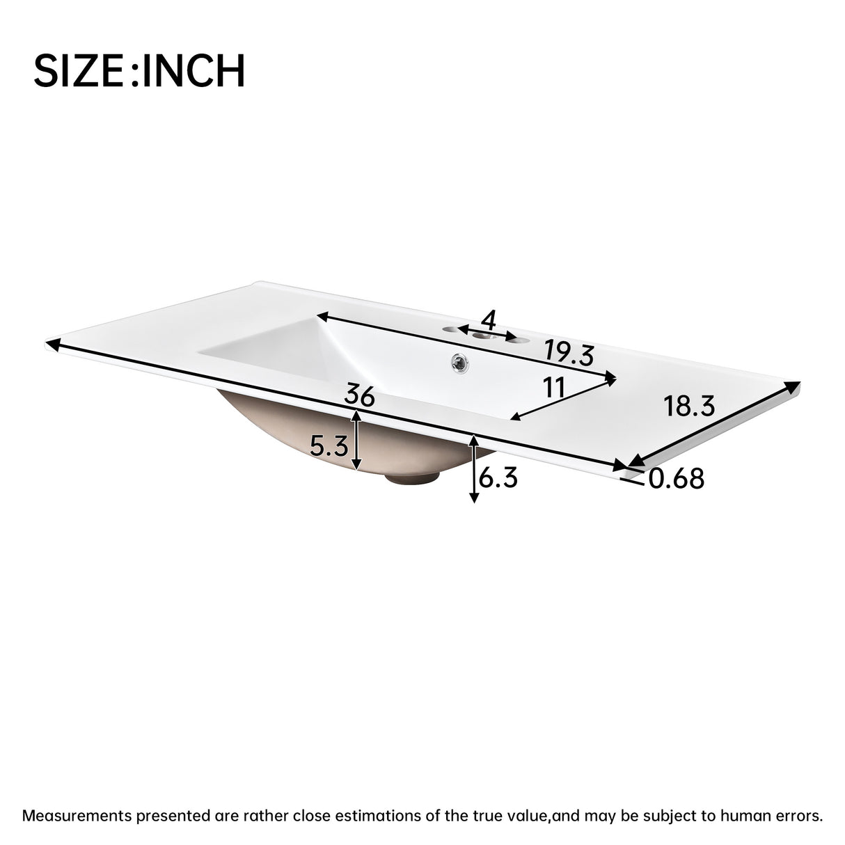 36" Single Bathroom Basin Sink