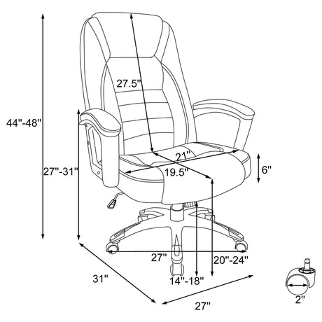 Office Chair With Base, Height Adjustable For Home & Workspaces - Black