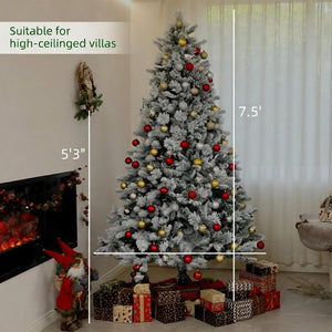Flocked Artificial Christmas Tree with Clear Lights